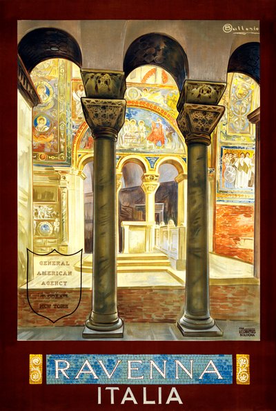 Ravenna reseaffisch, ca 1925 (lito i färg) av Osvaldo Ballerio