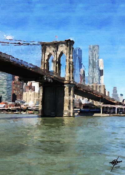 Speglingar i Brooklyn Bridge av Osvaldo Russo