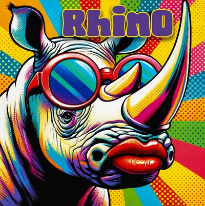 Färgglad pop-noshörning av Osvaldo Russo