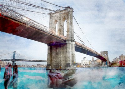 De ikoniska vattnen vid Brooklyn Bridge av Osvaldo Russo