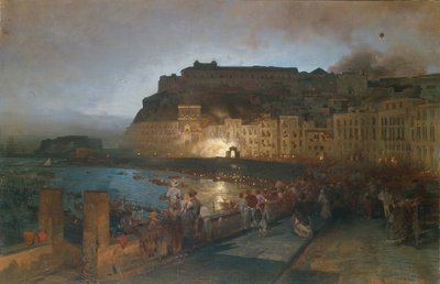 Fyrverkerier i Neapel, 1875 av Oswald Achenbach
