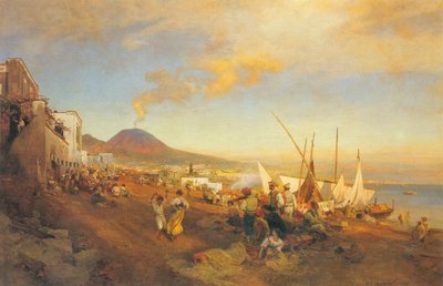Tyska: På stranden i Neapel av Oswald Achenbach