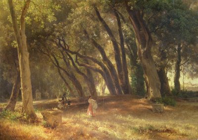 In the Garden of the Villa Borghese (olja på duk) av Oswald Achenbach