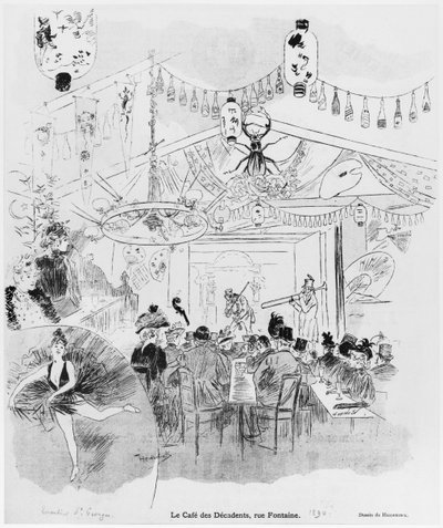 Cafe des Decadents, 16bis rue Fontaine, Paris, 1890 av Oswald Heidbrinck