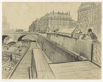Utsikt över Quai des Grands-Augustins i Paris av Oswald Heidbrinck