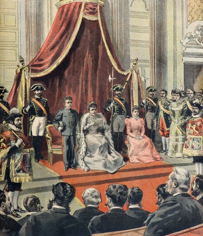 Spansk-amerikanska kriget, regent Maria Cristina av Österrike talar inför Cortes Generales av Oswaldo Tofani