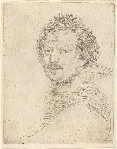 En man med mustasch och bockskägg, vänd framåt av Ottavio Leoni