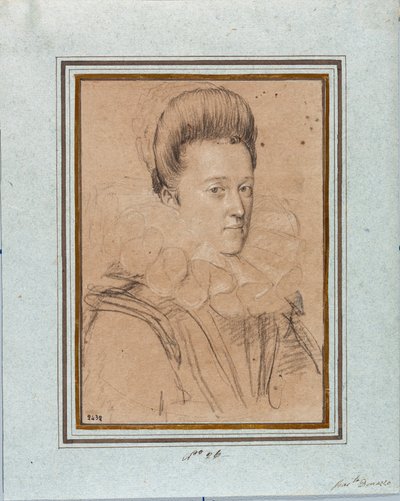 Porträtt av Eleonore de Medicis (Eleonora de Medici) (1567-1611) Hustru till Vincent I av Gonzague, hertig av Mantua (Vincenzo I Gonzaga, hertig av Mantua) (1562-1612) Teckning av Ottavio Leoni (1578-1630) Genes, Strada Nuova-museerna, inv 2432 av Ottavio Mario Leoni