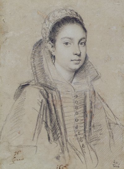 Porträtt av en dam (penna på papper) av Ottavio Mario Leoni