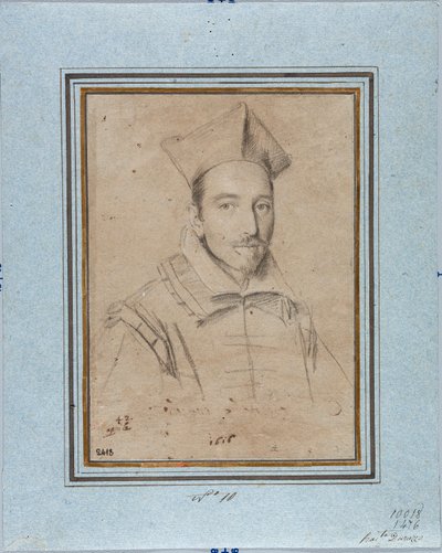 Porträtt av prelaten troligen kardinal Francesco Maria Bourbon Del Monte Santa Maria (1549-1627) Teckning av Ottavio Leoni (1578-1630) 1616 Genes, Musei di Strada Nuova, Fondo Disegni, inv 2418 av Ottavio Mario Leoni