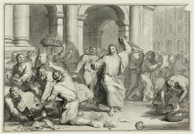 Kristus driver ut penningväxlarna ur templet av Ottmar Elliger the Younger
