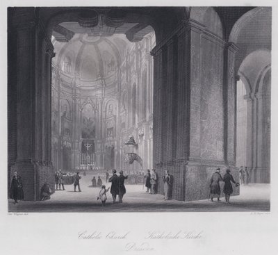 Katolska kyrkan, Dresden (gravyr) av Otto (after) Wagner