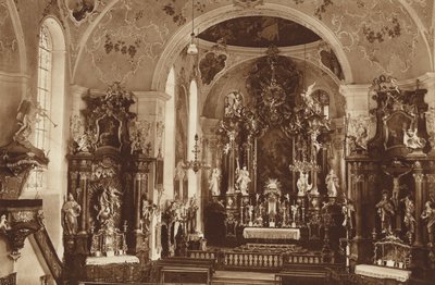 Församlingskyrka, Oberammergau, kyrkans inre av Otto Ballerstedt