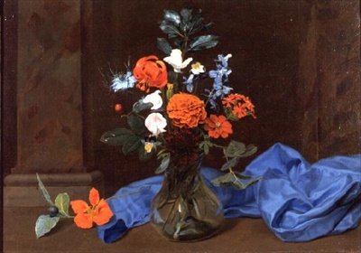 Stilleben av blommor i en glasvas av Otto Didrik (attr.to) Ottesen