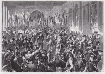 Tillkännagivande av kung Wilhelm I av Preussen som kejsare av Tyskland, Spegelsalen, Palais de Versailles, Frankrike av Otto Edmund Guenther