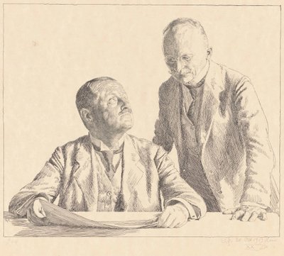Dubbelporträtt av samlarna Guido von Usedom och Gustav von Houwald Den Sammler av Otto Greiner (signed by artist)