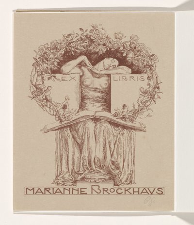 Ex-libris av Marianne Brockhaus av Otto Greiner (signed by artist)