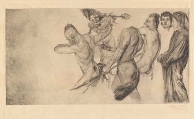 Dante och Virgil besöker helvetet (Inferno Canto 22) av Otto Greiner