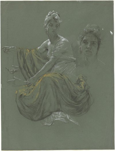 Elegant ung kvinna i klassiskt draperi av Otto Greiner
