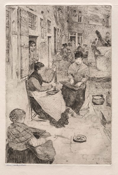 Etchings of Venice: Bead Stringers, 1882. av Otto H. Bacher