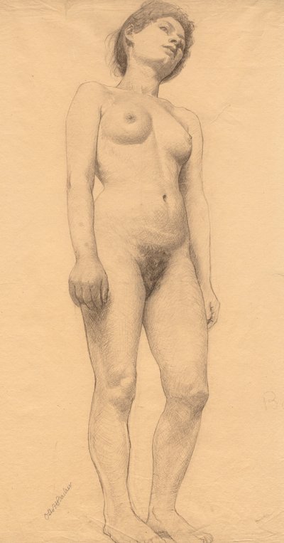 Stående naken kvinna, troligen 1878-79. av Otto H. Bacher