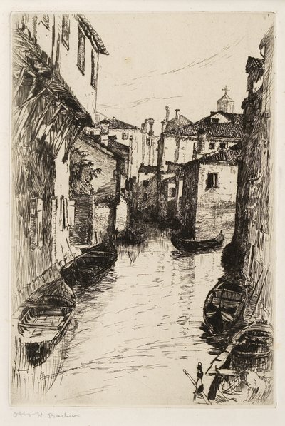 En kanal i Venedig, ca 1880-82 (etsning) av Otto Henry Bacher