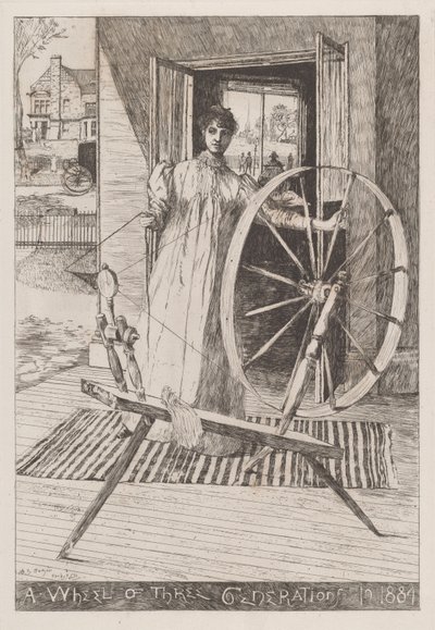 Vid spinnhjulet, ca. 1884. av Otto Henry Bacher