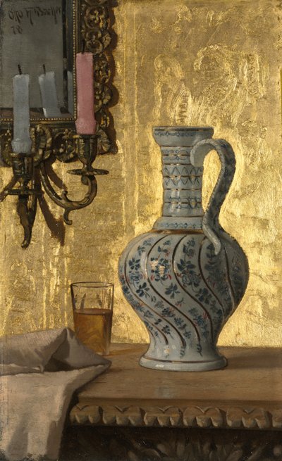 Kanna och glas på ett bord av Otto Henry Bacher