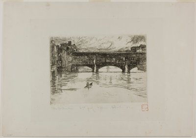 Ponte Vecchio, förstörd plåt av Otto Henry Bacher