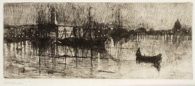 Rainy Night, ca 1880-82 (etsning och torrnål) av Otto Henry Bacher