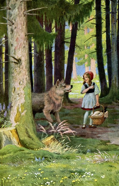 Lilla Rödluvan, ca 1900 (vykort) av Otto Kubel