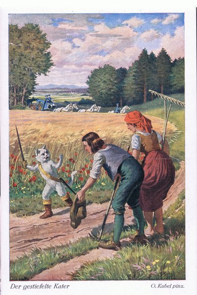 Puss in Boots (European Fairy Tale), vykort från Tyskland av Otto Kubel