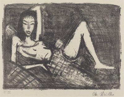 Flicka på en soffa av Otto Müller