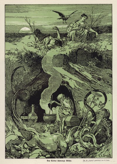 The Black Kitchen of Death (färg litho) av Otto Seitz