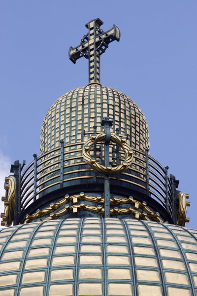Am Steinhof (S:t Leopolds kyrka) - kyrkkupolen, Wien, Österrike (foto) av Otto Wagner