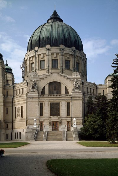 Utsikt över familjegraven av arkitekten Otto Wagner (1841-1918) (Wiensk secession). Hietzing Cemetery, Wien, Österrike av Otto Wagner