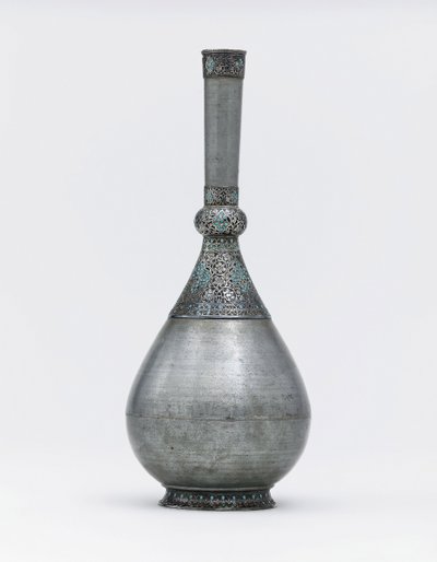 En osmansk turkos infälld silvermonterad zinkflaska (turkos, zink, silver) av Ottoman School