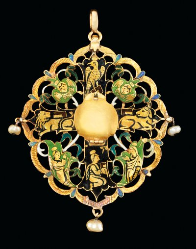 Armenisk ädelsten och emaljerad relikvie (ädelstenar, emalj & pärlor i guld) av Ottoman School