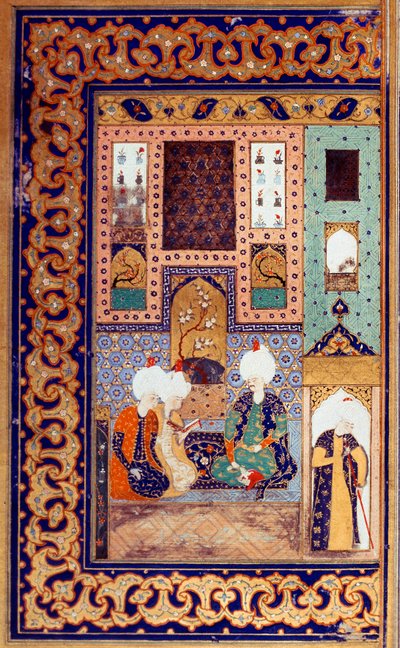 Osmanska riket: representation av sultan Selim I kallad den fruktansvärda (1470-1520) åtföljer två av hans undersåtar. Miniatyr hämtad från "" Divan" (diktåterhämtning) skriven av Sultan Selim I. (Ms. FY1330, fol. 28a) 1500-talet. Istanbul, universitet Li av Ottoman School