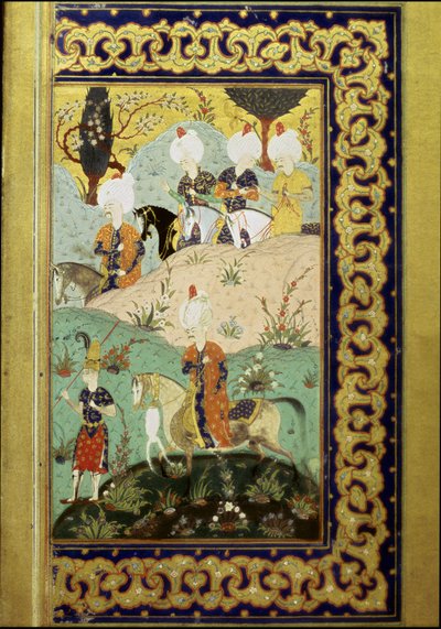 Osmanska riket: representation av Sultan Selim I kallad den fruktansvärda (1470-1520) till häst. Miniatyr från "Divan" (diktsamling) skriven av Sultan Selim I. (Ms. FY1330, fol. 27) 1500-talet. Istanbul, Universitetsbiblioteket av Ottoman School