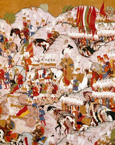 Representation av slaget vid Mohacs den 29/08/1526, detalj (miniatyr av Ottoman School