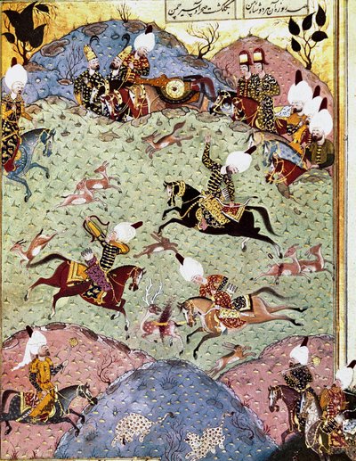 Den osmanske kejsaren Soliman (Suleyman) I den magnifika (1494-1566) jagar miniatyr från 