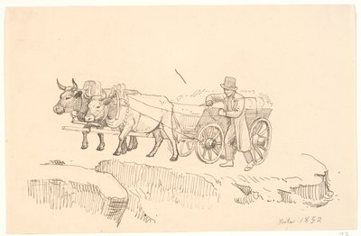 En bonde som går bredvid sin tjurvagn av P.C. Skovgaard