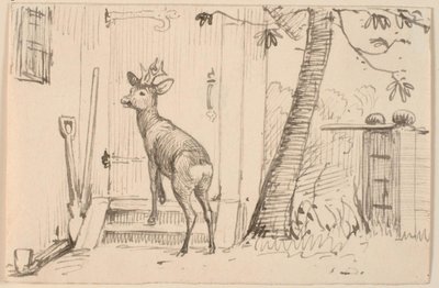 Rådjuren framför dörren av P.C. Skovgaard