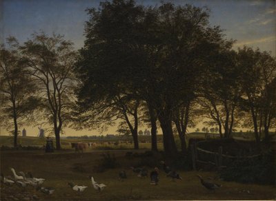 Fest på Iselingen. I bakgrunden Vordingborgs kyrka och Gåstornet. septemberkväll av P.C. Skovgaard