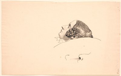 Porträtthuvud i profil av konstnärens hustru Georgia Skovgaard, sovande. av P.C. Skovgaard