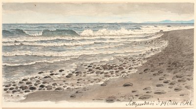 Strand med utsikt över Kattegatt mot Kullen. av P.C. Skovgaard