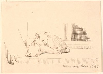 Två sovande katter. av P.C. Skovgaard