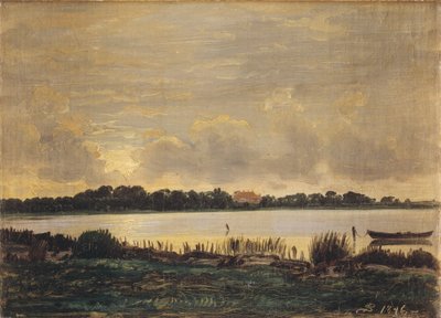 Utsikt över Præstøfjorden mot Nysøs herrgård av P.C. Skovgaard