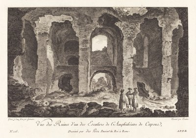 Utsikt över ruinerna från en av Capuas amfiteaters trappa av P.F. Germain after Louis Jean Desprez